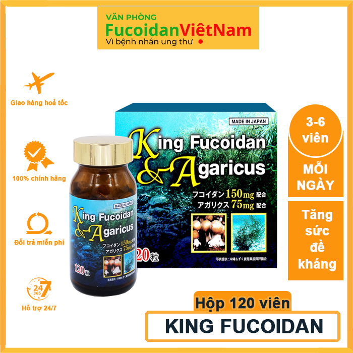 King Fucoidan & Agaricus Japan. Hộp 120 viên