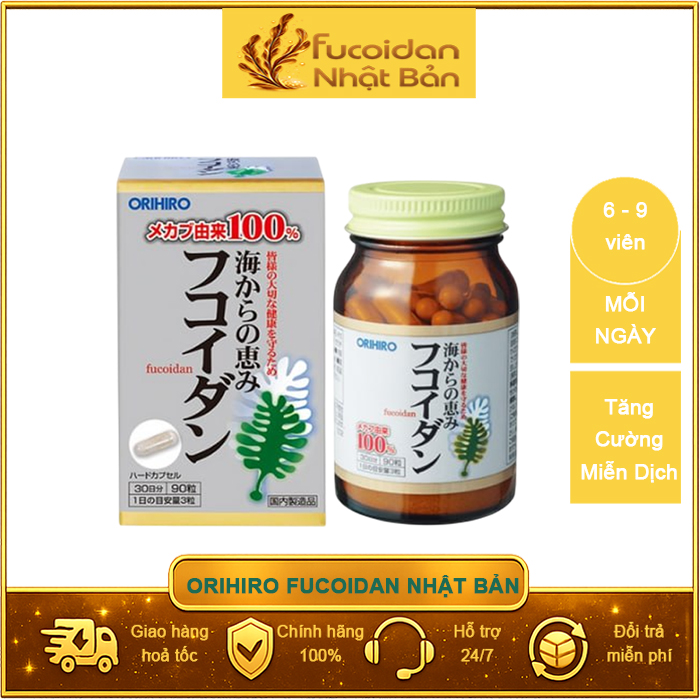 Viên tảo nâu Orihiro Fucoidan Nhật Bản. Hộp 90 viên