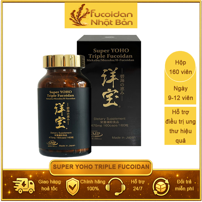 Fucoidan 3 thành phần tảo nâu Super Yoho Triple Fucoidan. Hộp 160 viên