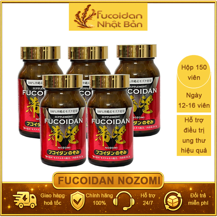 Combo 5 hộp Fucoidan Nozomi 150 viên tặng 4 hộp 60 viên dùng được 165 ngày